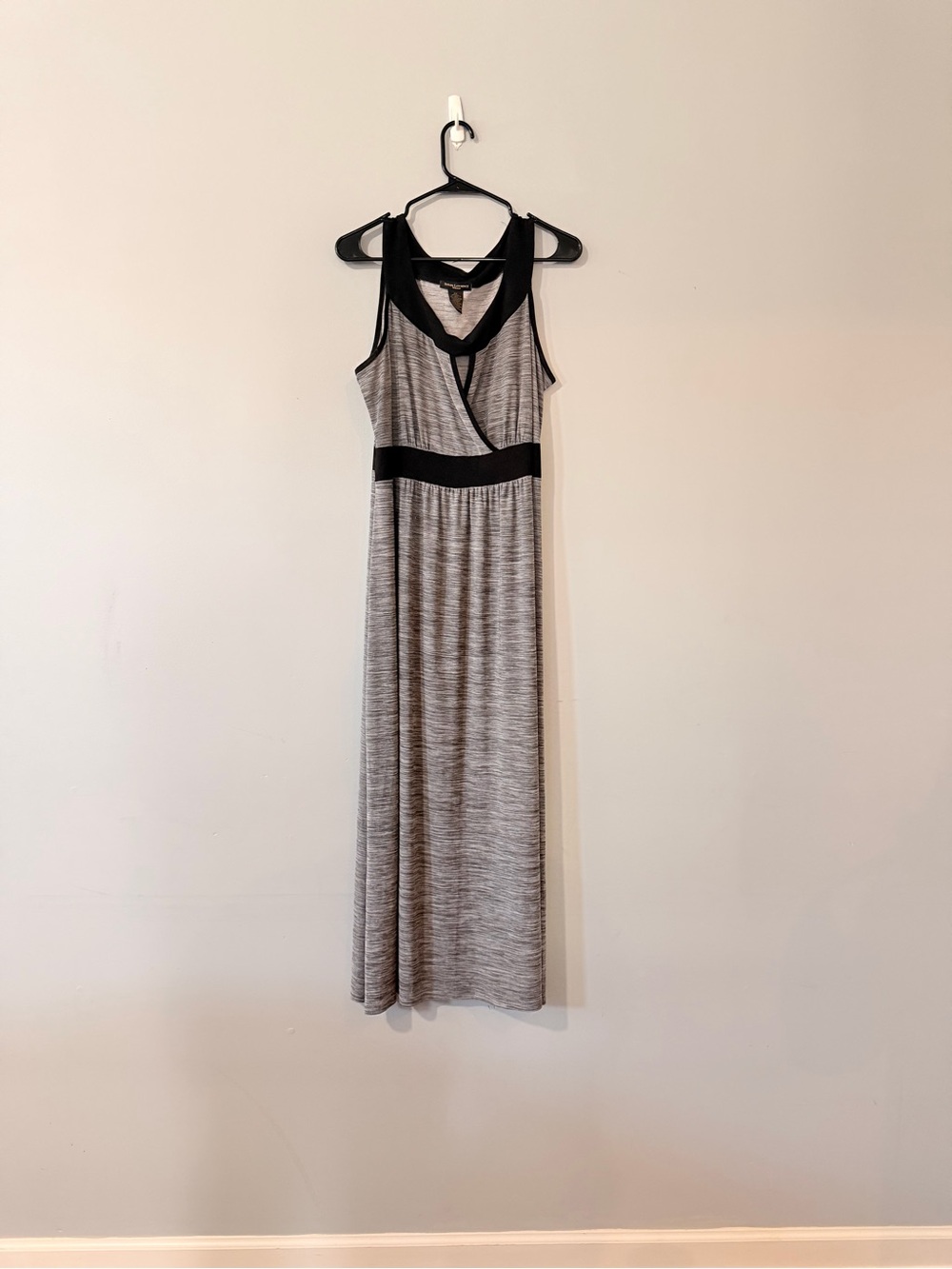 Susan Lawrence Gray Maxi Dress with Black Trim